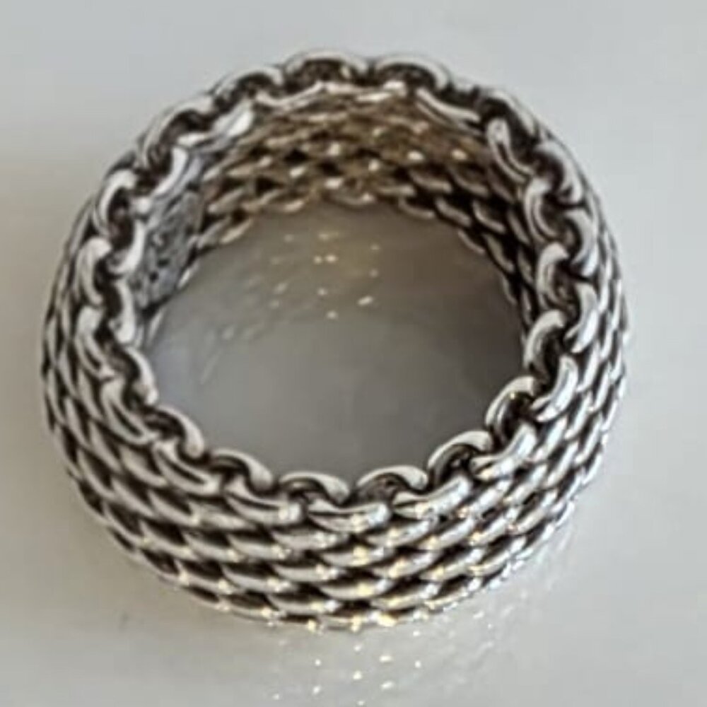 TIFFANY & CO. Somerset Sterling Silver Mesh Dome Ring - Picture 6 of 12